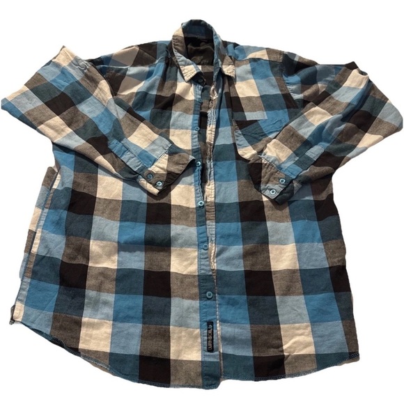 burnside Other - Burnside Men's 2xL Yarn-Dyed Long Sleeve Flannel Shirt Blue Plaid